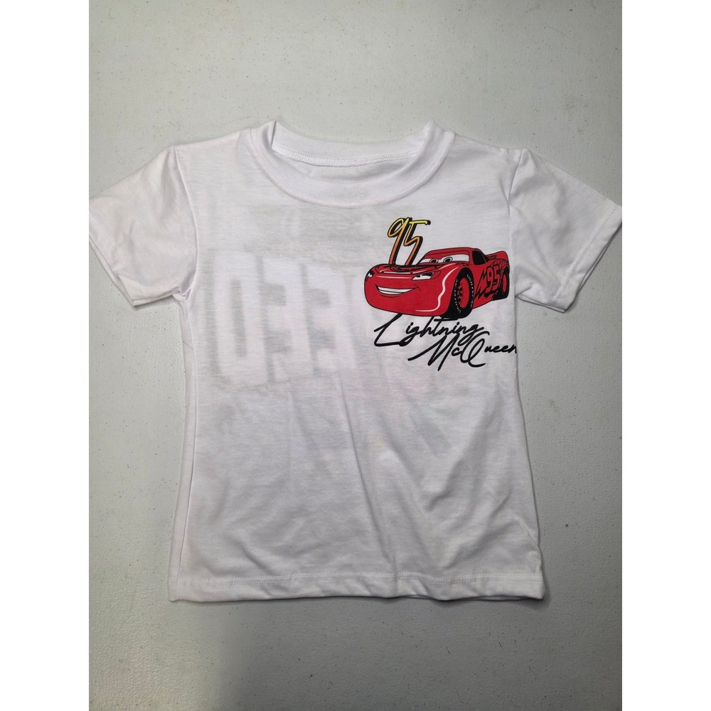 Disney Pixar Cars Lightning McQueen White Graphic T-Shirt Kids Size 4T